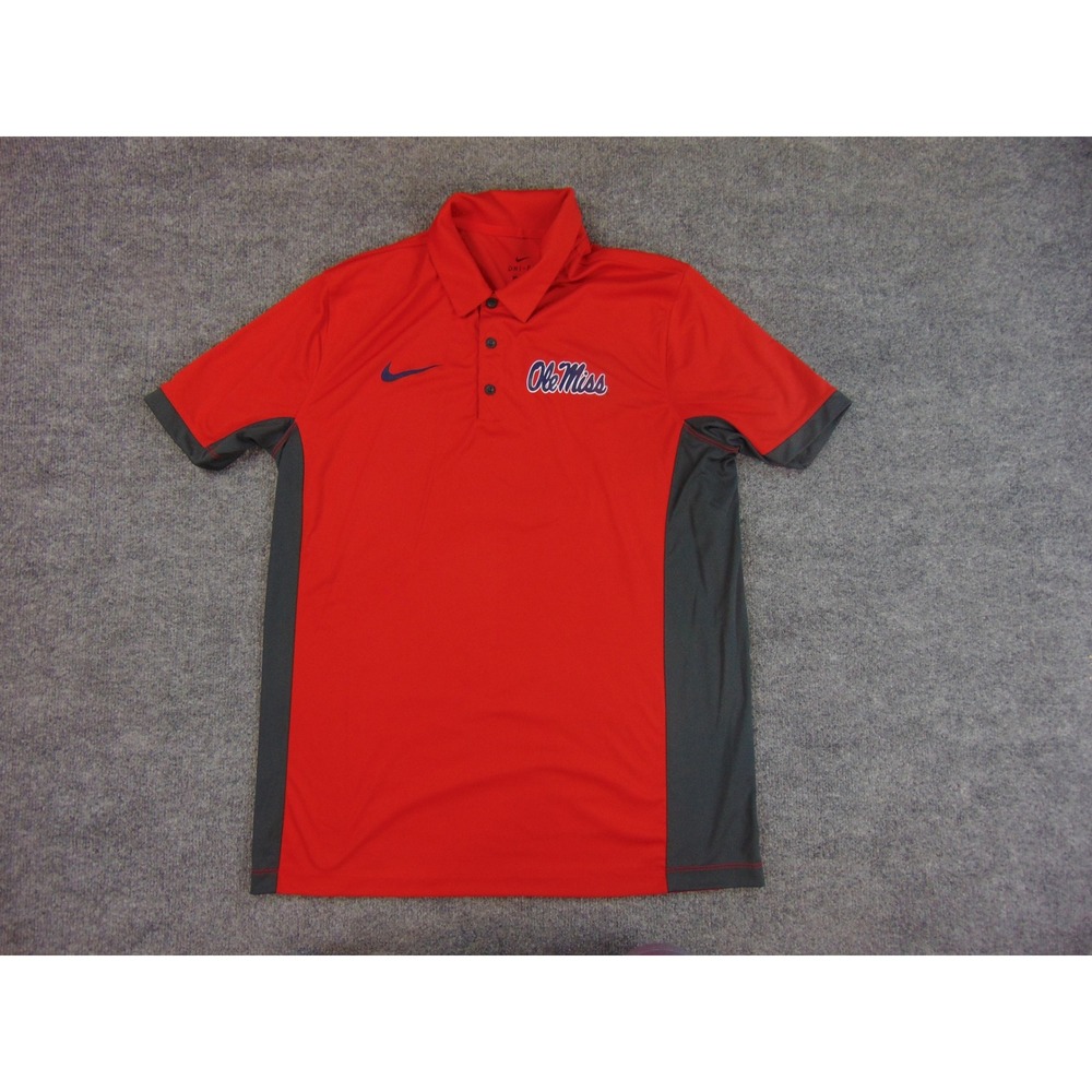 Ole Miss Rebels Polo Shirt‎ Mens Large Red Black Nike Dri-Fit - Picture 2 of 8